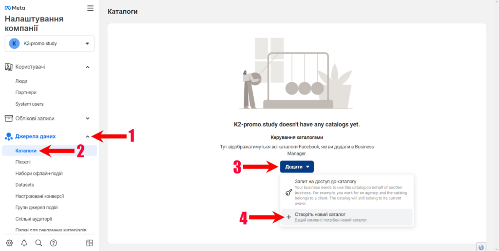 Як створити каталог в Meta Business Suite