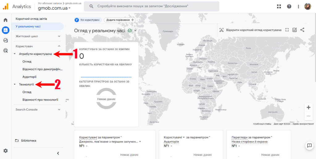 Теми звітів “Атрибути користувача” та “Технології” в Google Analytics 4