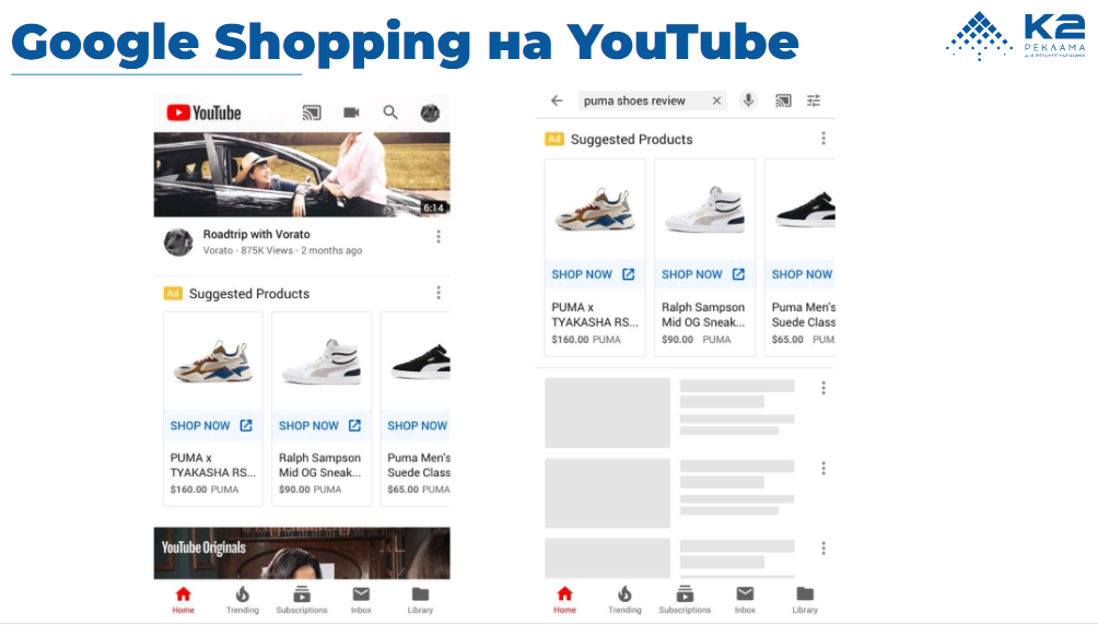 Google Shopping на YouTube під відео